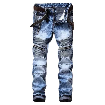 Осенние Новые модные джинсы с застежкой-молнией в стиле ретро, мужские брюки, джинсовые брюки, мужские джинсы высокого качества, мужские панталоны Hombre