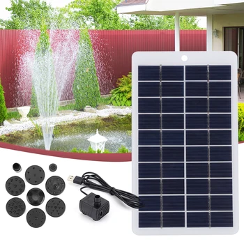 Водяной насос с солнечной панелью мощностью 20 Вт, 120 л / ч, USB 5 В, солнечная панель, фонтан, украшение сада, система полива, Энергосберегающие наборы 