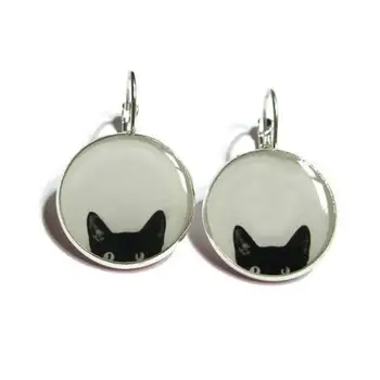 ОЖЕРЕЛЬЕ с ЧЕРНЫМ КОТОМ - Выглядывающий Кот-ожерелье-Украшения для кошек - Ожерелье с Черным котом - Черно-белое эффектное ожерелье - Выглядывающий кот
