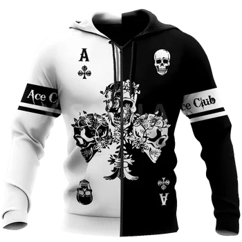 Poker Ace Club Skull 3D All Print Plus Толстовка Мужская Женская Верхняя одежда в стиле Харадзюку, Пуловер на молнии, толстовка, повседневная куртка Унисекс