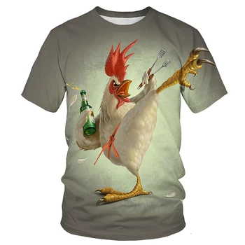 Летние футболки с рисунком цыпленка Для мужчин, Уличная одежда, футболки с круглым вырезом и коротким рукавом для отдыха, дышащие топы, футболки оверсайз 6XL