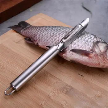 Нож из рыбьей чешуи С заостренным дизайном из нержавеющей стали С отверстием для подвешивания, который нелегко носить, прочные и простые в использовании кухонные ножи