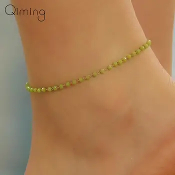 Женские ножные браслеты из зеленого бисера ручной работы, Летние Изысканные Украшения, Браслет для ног, Пляжный Ножной браслет в подарок