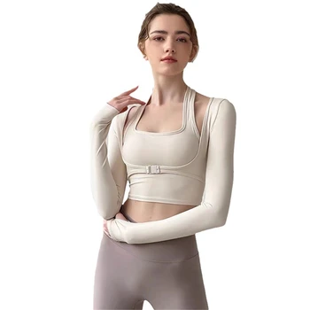 Сексуальная тонкая спортивная рубашка для йоги с длинным рукавом, женские топы для бега и фитнеса, быстросохнущая дышащая спортивная рубашка