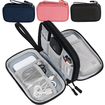Сумка-органайзер для путешествий, сумка-органайзер для хранения кабелей, чехол для переноски, портативные водонепроницаемые двухслойные сумки для хранения кабельного шнура