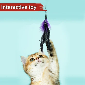 Волшебная палочка для киски, масштабируемая и заменяемая, Перышко для колокольчика, Интерактивные игрушки для дрессировки Киски, игрушки для кошек