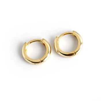 Мода Унисекс, серебристо-золотой цвет, Маленькие серьги-кольца с гладким кругом, ювелирные изделия для мужчин и женщин
