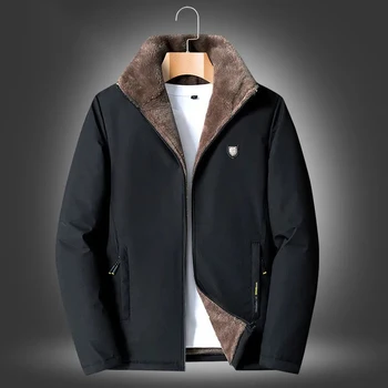 Новое папино пальто, куртка, осенне-зимняя хлопковая куртка с толстым утеплителем, молния с лацканами, однотонная одежда, топ свободного кроя.