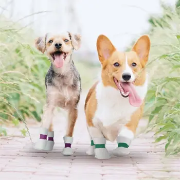 Обувь для домашних животных из нетканого материала, 8 шт., грязно-белые защитные ботинки для собак, чехол для собачьих лап для активного отдыха домашних животных