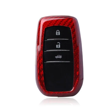 Для Toyota Fortuner Hilux Prado Highlander 2010-2019 Smart Remote Брелок Чехол В Виде Ракушки Автомобиля Черный/Красный Настоящие Колпачки Из Углеродного Волокна
