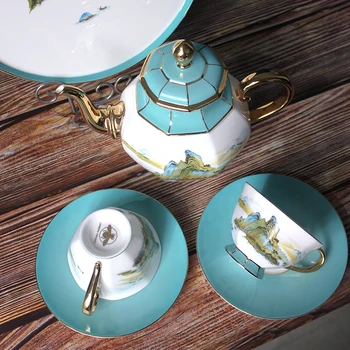 Керамика в китайском стиле, костяной фарфор, европейский набор чайников, керамика, английский набор для послеобеденного чая, чашка-блюдце