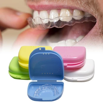 Пластиковый футляр-фиксатор для хранения зубных протезов, мундштук, поддельные стоматологические принадлежности для гигиены полости рта, ортодонтические принадлежности, лоток для зубов