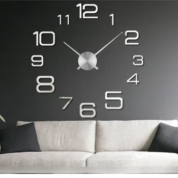 Новые 3D настенные часы, Зеркальные наклейки на стену, Креативные Настенные часы 