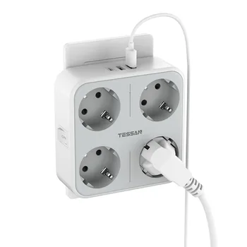 TESSAN EU Multi Outlets Wall Plug Adapter Extender с Портами USB, Электрическая Розетка Type C Адаптер Питания Зарядное Устройство для Дома, Офиса