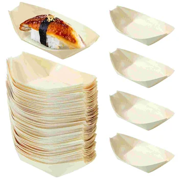 Суши Бот Одноразовый контейнер для еды Тарелка для сашими Поднос Сервировочная деревянная миска Тарелки