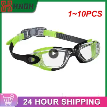 1-10 шт. Профессиональные Красочные Детские Силиконовые Плавательные очки с защитой от запотевания и ультрафиолета, Водонепроницаемые силиконовые очки для плавания