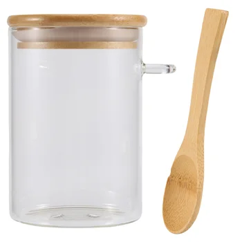 Стеклянная герметичная канистра для пищевых продуктов, емкость для хранения с крышкой на колесиках, Бамбуковый контейнер для пищевых продуктов с деревянной ложкой