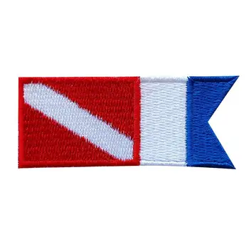 Нашивка / значок для дайвера с флагом Alpha Flag для подводного плавания с аквалангом Синий, Белый, красный