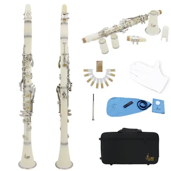 Кларнет Bb 17 клавиш с футляром, набор для кларнета, белые перчатки/ салфетка для чистки, профессиональный набор для кларнета для начинающих и студентов