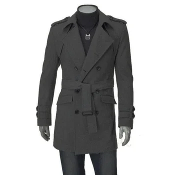 зимнее мужское пальто корейской версии, модное пальто с коротким рукавом, двубортное