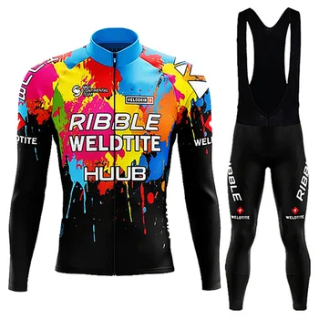 Комплект велосипедных майок HUUB с длинным рукавом, Дышащая Весенне-осенняя одежда для велоспорта MTB, Велосипедная одежда Ropa Maillot Ciclismo, велосипедные колготки.