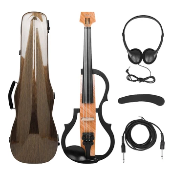 Электрическая скрипка из углеродного волокна Headless 4/4 Со смычком, чехол для переноски, подставка для плеча, кабель для наушников, Запчасти и аксессуары для скрипки