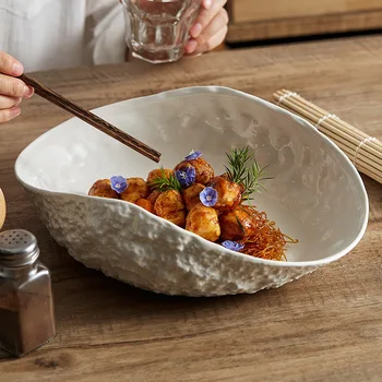 Высококачественная тарелка из ракушки, домашняя керамическая посуда 2022 года, новая легкая роскошная большая тарелка для рыбного супа, приготовленная на пару, гостиничная посуда