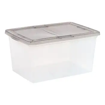 Коробка для хранения из прозрачного пластика Quart Snap Top, серая