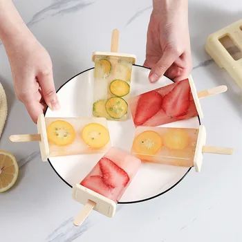 Форма для мороженого DIY Ice Stick Maker PP Пластиковая форма кухонный инструмент 9 сеток бежевого цвета с деревянными палочками
