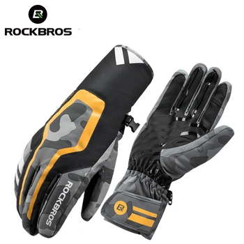 Rockbros оптом, Теплые велосипедные перчатки, зимние ветрозащитные водонепроницаемые мотоциклетные перчатки MTB, электрический скутер с сенсорным экраном TPU S233