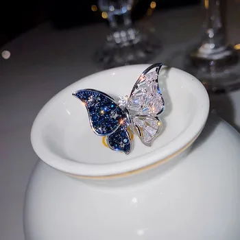 Асимметричные цветные кольца с бабочками неправильной формы для женщин, трехмерная бабочка, эстетичные кольца для девочек, готические украшения с насекомыми, открытые кольца для женщин