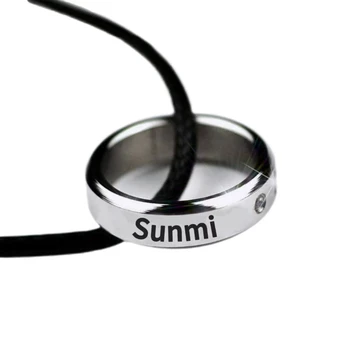 SUNMI KPOP Кольцо, ожерелье, имя певицы LeeSunMi, день рождения, стальное кольцо, ожерелье, подвеска, ювелирные изделия из нержавеющей стали