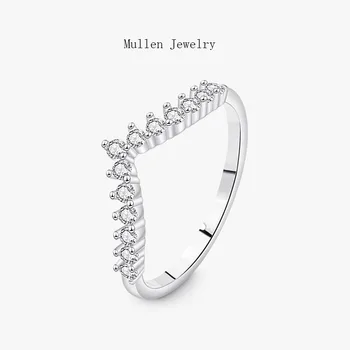 Кольцо из стерлингового серебра Crown S925, женская мода, Полный бриллиант, Уникальный дизайн, Кольцо на указательный палец, Открывающийся Регулируемый подарок