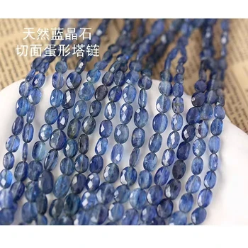 одна нить сыпучих бусин синий кианит овальный граненый 5-10 мм Оптом для DIY ювелирного ожерелья 38 см
