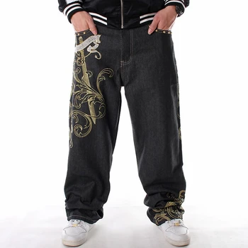 Осенне-зимние новые джинсы в стиле хип-хоп с вышивкой больших размеров 8XL 7XL 6XLfashion, мужские свободные джинсы для скейтбординга в стиле хип-хоп, а также джинсы fat plus.