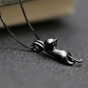 Женское ожерелье Huitan Cat Матового серебристого/черного цвета, аксессуары для шеи с особыми животными, Подарочные украшения