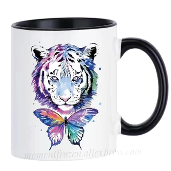 Кофейные Кружки Tiger Cups of Lion, Любитель Животных, Керамическая Посуда С Деколью Mugen Home, Чайная Посуда, Кофейная Посуда, Молочная Посуда Для напитков