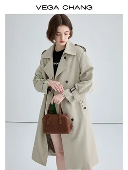 Ветровка Женская средней длины 2023 Весна Талия Тонкое пальто в британском стиле Ins Fashion