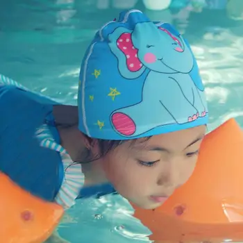Быстросохнущая шапочка для плавания, Дышащая шапочка для бассейна с мультяшным принтом, высокая эластичность, Быстросохнущая защита ушей для детей