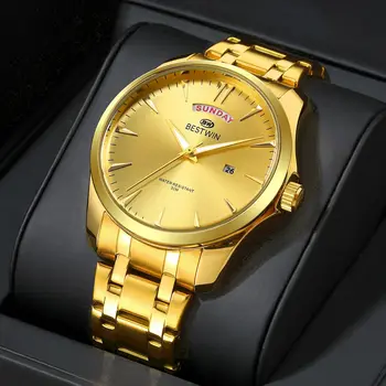 Мужские кварцевые часы с календарем, роскошные водонепроницаемые наручные часы, мужские часы из нержавеющей стали 2023 года выпуска