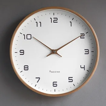 Настенные часы из массива дерева в скандинавском стиле, Украшение для гостиной, Бесшумные Часы, Японские Современные легкие Роскошные Креативные Часы