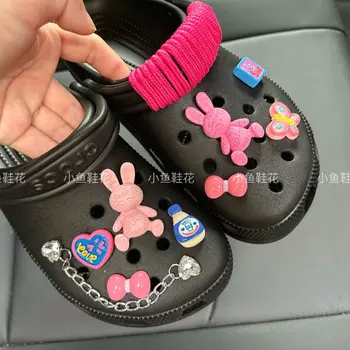 Украшение для обуви серии Sweetheart Pink Милые подвески из крокодила Дизайнерские Красивые сабо Джинсы Ins Популярные Подарки для детей Мальчиков и девочек