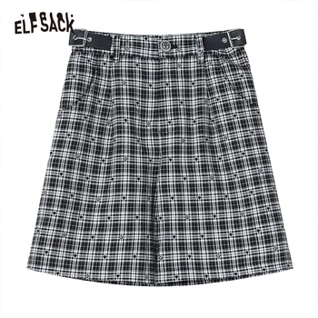 Женские шорты в клетку ELFSACK 2023, летние/осенние повседневные брюки с высокой талией