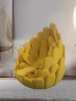 Стул с лепестками, цветочный светильник, роскошный диван креативной формы из стекловолокна, одноместный диван-кресло