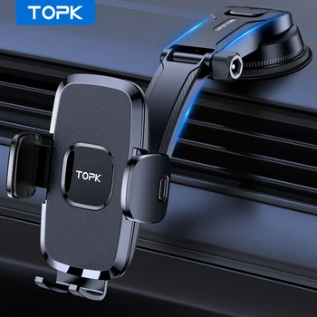Автомобильный держатель для телефона TOPK, подставка для гравитационной приборной панели, держатель для телефона, Универсальная поддержка мобильных телефонов для iPhone 13 12 Pro Samsung Xiaomi