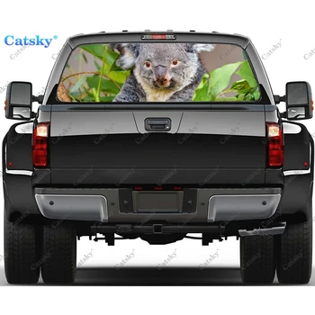 наклейка с изображением животного коалы на окно, Графическая Декоративная наклейка из ПВХ для грузовика, перфорированная Виниловая универсальная наклейка