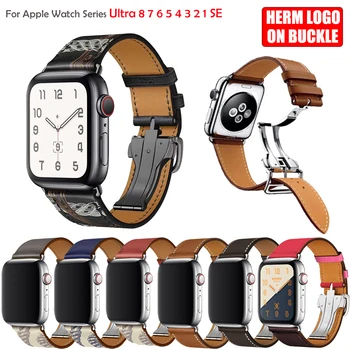 Для Apple Watch Band серии 8 7 6 5 4 3 SE Genunie Кожаный браслет Correa Apple Watch Ultra 49 мм 44 40 45 41 42 38 мм для iWatch