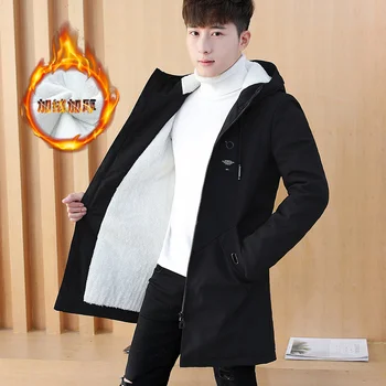 Мужские зимние куртки M-4XL Plus, теплые пальто из флиса, парка на подкладке из шерпы, толстая верхняя одежда, мужские зимние куртки и пальто на молнии
