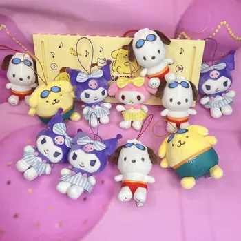 Плюшевые Игрушки Kawaii Kuromi Hello Kitty Аниме Мультфильм My Melody Pachacco Фаршированный Рюкзак Кулон Брелок Подарок на День Рождения для Друга