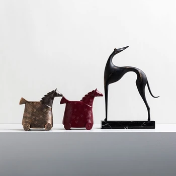 Креативные украшения из металлических статуй оленя и лошади, современный и простой вход в гостиную, ТВ-шкаф, украшение рабочего стола в офисе